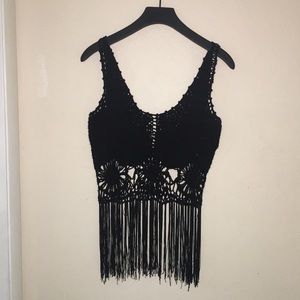 Black Fringe Top
